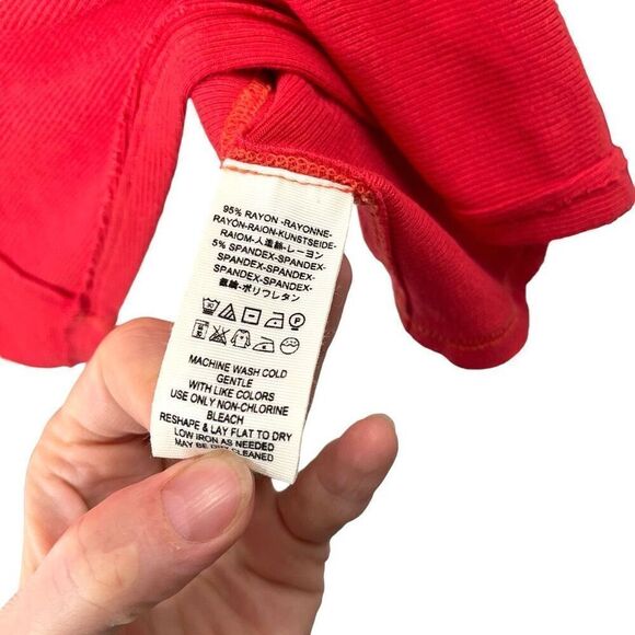 Free People boxy oversized dolman sleeve turtleneck ribbed top Size  S‎ Red boho - Picture 7 of 8